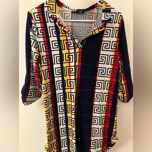 Vintage UPS & DOWNS Geometric Print Top